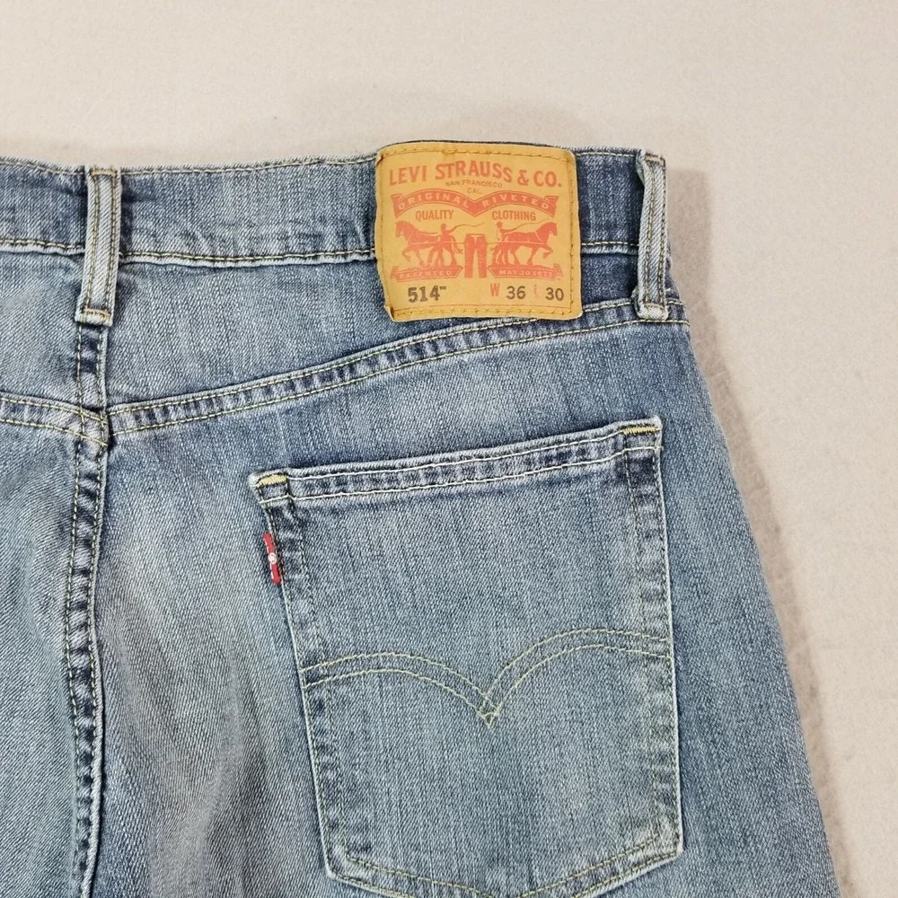 Levi's 514 jeans men's 36 x 30 regular fit straight blue stretch denim pants